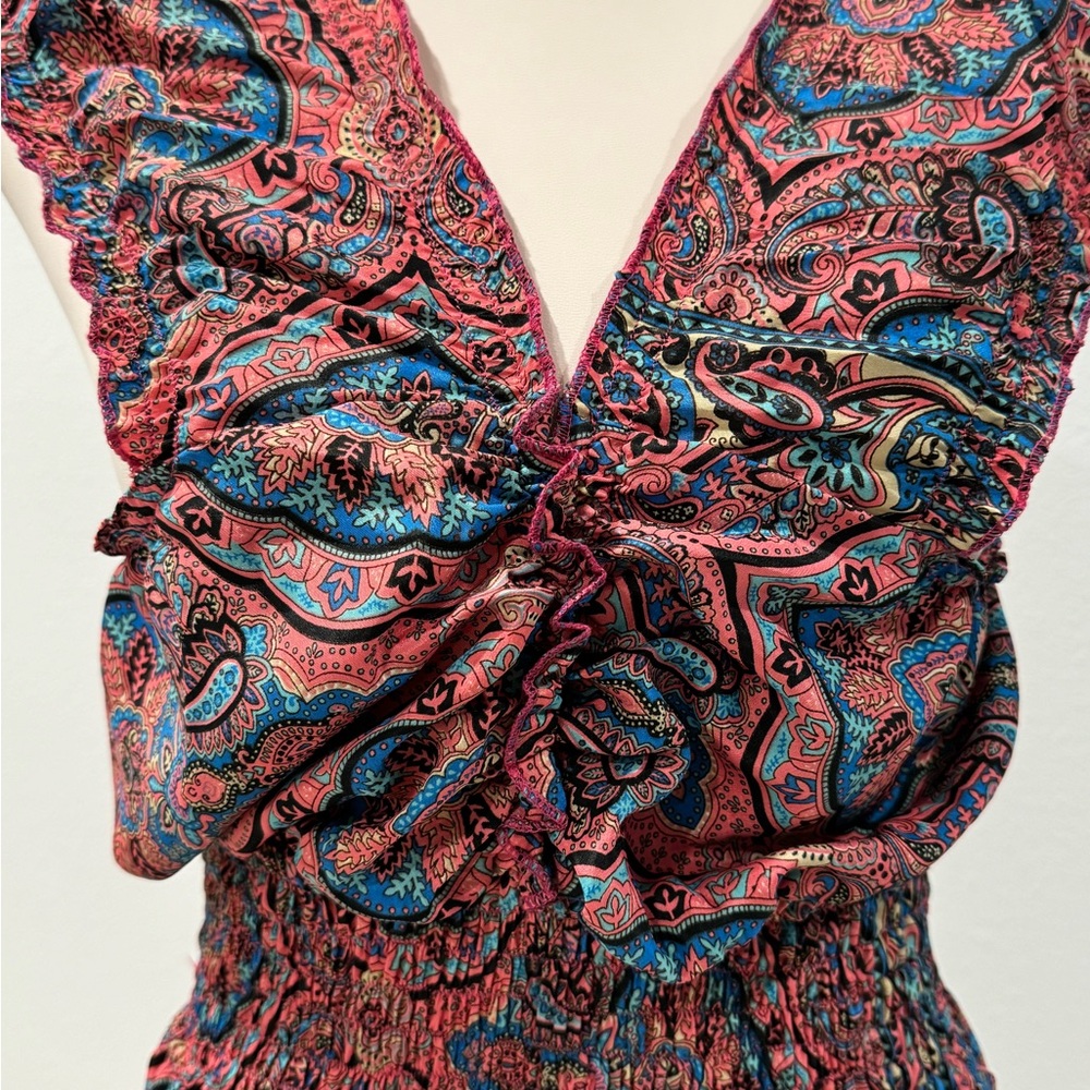 Pink and Silver, Size adjustable, Bohemian Maxi. Silk, soft